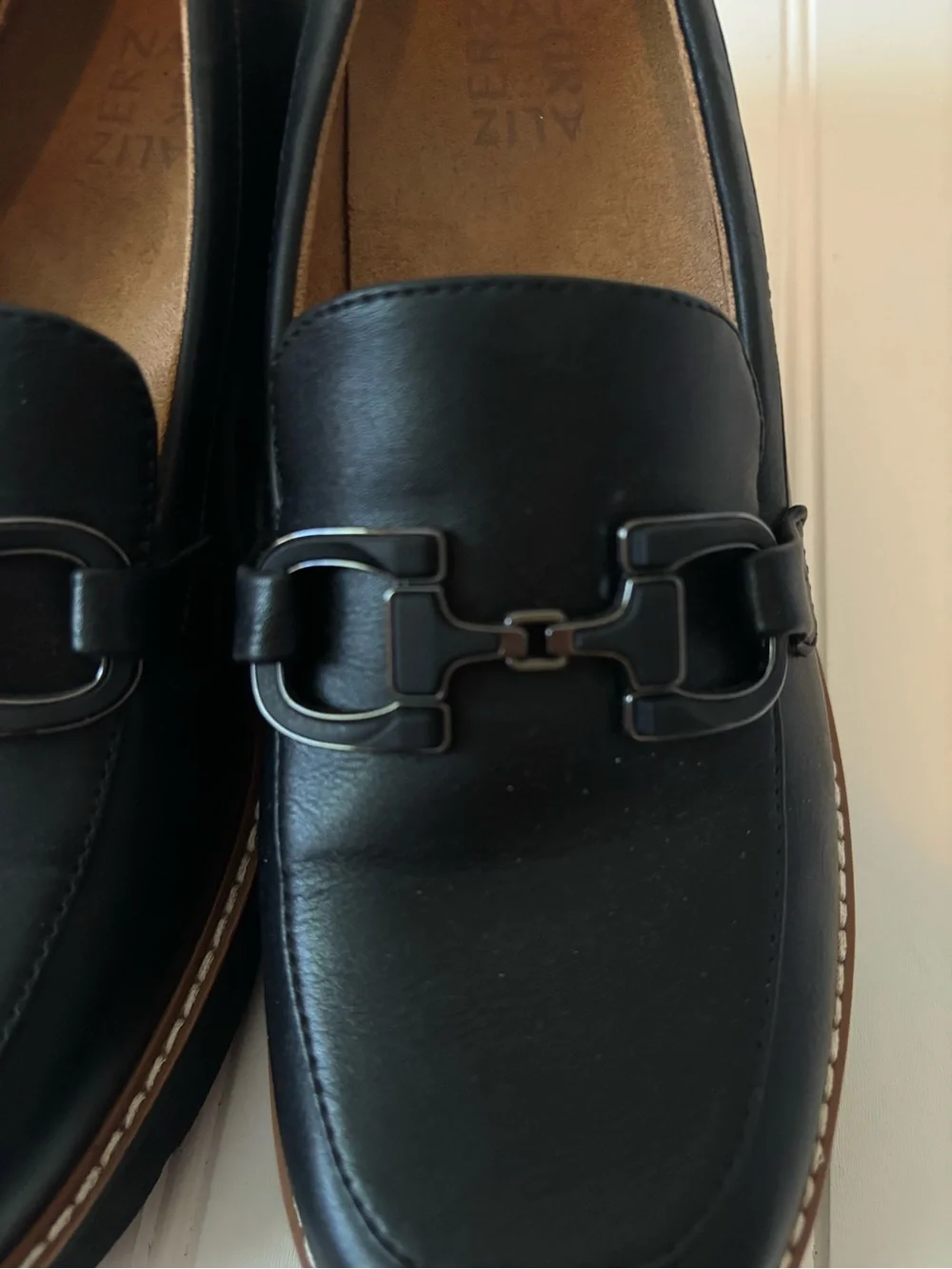 Naturalizer | Women's Corrine Platform Loafer Black Faux Leather Size 9.5 Office